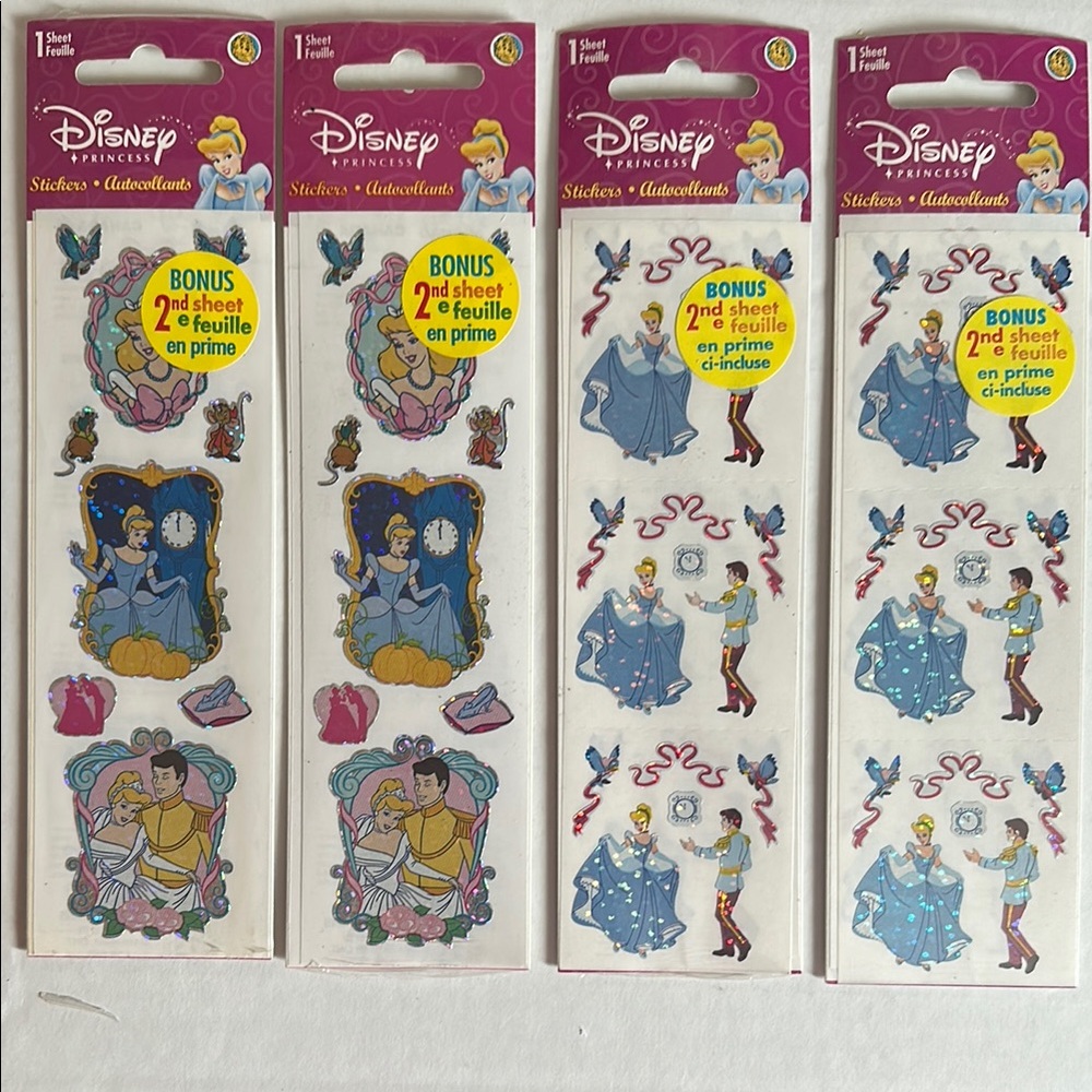 Sandylion Disney Princess Cinderella Stickers NIP - 4 packs